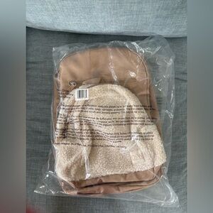 DSW Tan and Cream Backpack with mini Sherpa trim backpacks